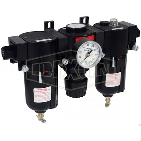 Dixon Wilkerson by Standard Combination Unit with Sight Glass, 1/2 in NPT Port, 128 SCFM Flow Rate, Zinc B C26-04MMB